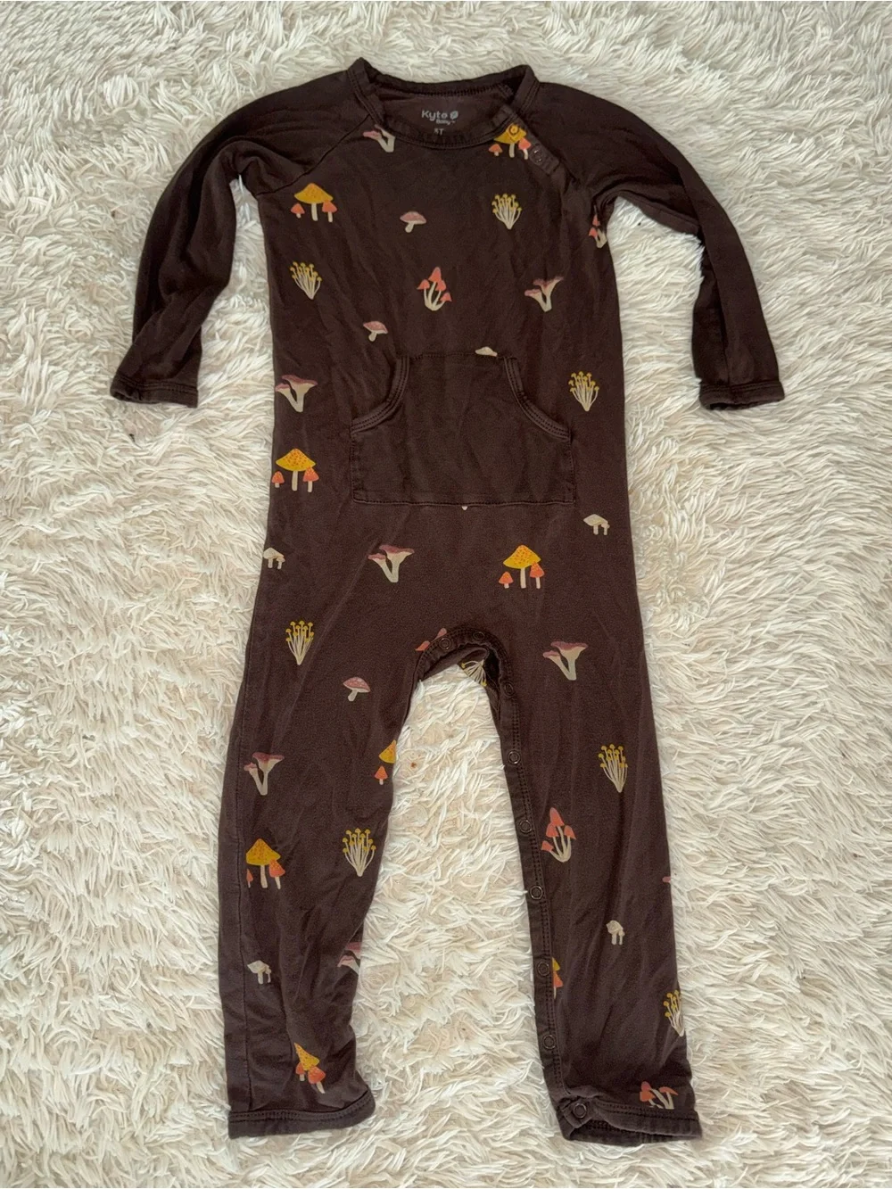 Kyte BABY Brown Mushroom Print Footed Romper
